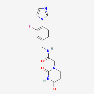 molecular formula C16H14FN5O3 B7532087 2-(2,4-dioxopyrimidin-1-yl)-N-[(3-fluoro-4-imidazol-1-ylphenyl)methyl]acetamide 