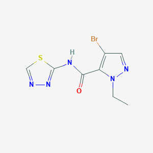 molecular formula C8H8BrN5OS B7532094 4-bromo-1-ethyl-N-(1,3,4-thiadiazol-2-yl)-1H-pyrazole-5-carboxamide 