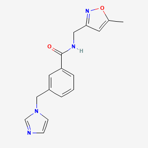 molecular formula C16H16N4O2 B7532114 3-(imidazol-1-ylmethyl)-N-[(5-methyl-1,2-oxazol-3-yl)methyl]benzamide 