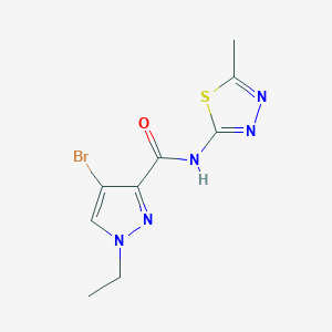 molecular formula C9H10BrN5OS B7532119 4-bromo-1-ethyl-N-(5-methyl-1,3,4-thiadiazol-2-yl)-1H-pyrazole-3-carboxamide 