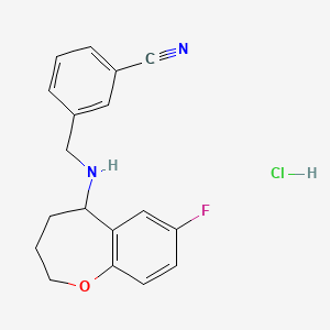 molecular formula C18H18ClFN2O B7532135 3-[[(7-Fluoro-2,3,4,5-tetrahydro-1-benzoxepin-5-yl)amino]methyl]benzonitrile;hydrochloride 
