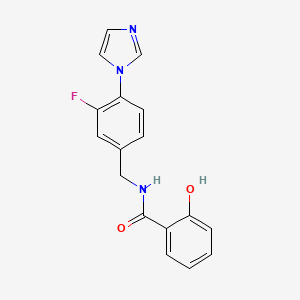 molecular formula C17H14FN3O2 B7532147 N-[(3-fluoro-4-imidazol-1-ylphenyl)methyl]-2-hydroxybenzamide 