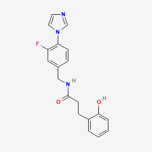 molecular formula C19H18FN3O2 B7532167 N-[(3-fluoro-4-imidazol-1-ylphenyl)methyl]-3-(2-hydroxyphenyl)propanamide 