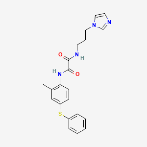 molecular formula C21H22N4O2S B7532197 N-(3-imidazol-1-ylpropyl)-N'-(2-methyl-4-phenylsulfanylphenyl)oxamide 