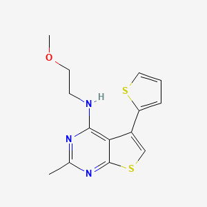 molecular formula C14H15N3OS2 B7532210 N-(2-methoxyethyl)-2-methyl-5-thiophen-2-ylthieno[2,3-d]pyrimidin-4-amine 