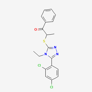 2-[[5-(2,4-Dichlorophenyl)-4-ethyl-1,2,4-triazol-3-yl]sulfanyl]-1-phenylpropan-1-one