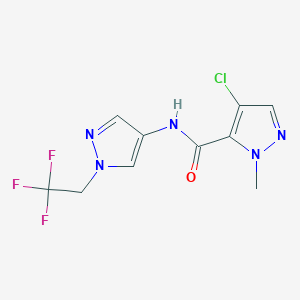 molecular formula C10H9ClF3N5O B7532214 4-chloro-2-methyl-N-[1-(2,2,2-trifluoroethyl)pyrazol-4-yl]pyrazole-3-carboxamide 