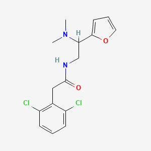 molecular formula C16H18Cl2N2O2 B7532232 2-(2,6-dichlorophenyl)-N-[2-(dimethylamino)-2-(furan-2-yl)ethyl]acetamide 