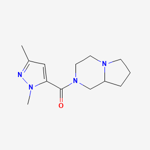 molecular formula C13H20N4O B7532236 3,4,6,7,8,8a-hexahydro-1H-pyrrolo[1,2-a]pyrazin-2-yl-(2,5-dimethylpyrazol-3-yl)methanone 