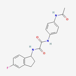 molecular formula C19H18FN3O3 B7532238 N'-(4-acetamidophenyl)-N-(5-fluoro-2,3-dihydro-1H-inden-1-yl)oxamide 