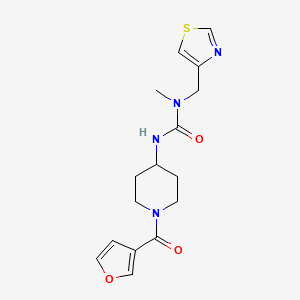 molecular formula C16H20N4O3S B7532248 3-[1-(Furan-3-carbonyl)piperidin-4-yl]-1-methyl-1-(1,3-thiazol-4-ylmethyl)urea 