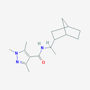 molecular formula C16H25N3O B7532250 N-[1-(bicyclo[2.2.1]hept-2-yl)ethyl]-1,3,5-trimethyl-1H-pyrazole-4-carboxamide 