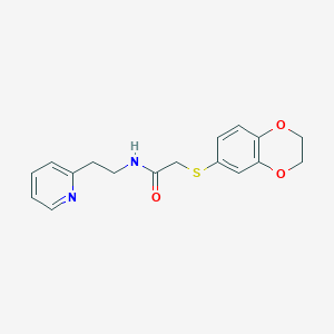 molecular formula C17H18N2O3S B7532262 2-(2,3-dihydro-1,4-benzodioxin-6-ylsulfanyl)-N-(2-pyridin-2-ylethyl)acetamide 