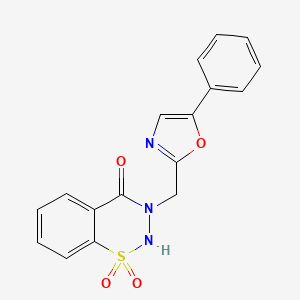 molecular formula C17H13N3O4S B7532305 1,1-dioxo-3-[(5-phenyl-1,3-oxazol-2-yl)methyl]-2H-1lambda6,2,3-benzothiadiazin-4-one 