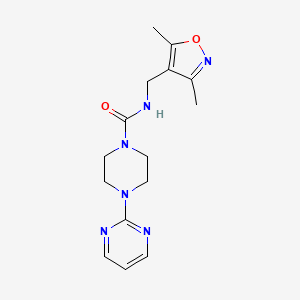 molecular formula C15H20N6O2 B7532338 N-[(3,5-dimethyl-1,2-oxazol-4-yl)methyl]-4-pyrimidin-2-ylpiperazine-1-carboxamide 