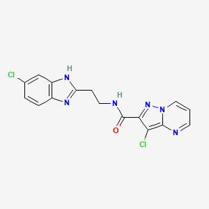 3-chloro-N-[2-(6-chloro-1H-benzimidazol-2-yl)ethyl]pyrazolo[1,5-a]pyrimidine-2-carboxamide