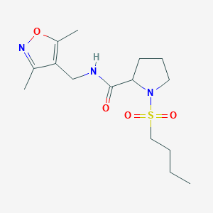 molecular formula C15H25N3O4S B7532383 1-butylsulfonyl-N-[(3,5-dimethyl-1,2-oxazol-4-yl)methyl]pyrrolidine-2-carboxamide 