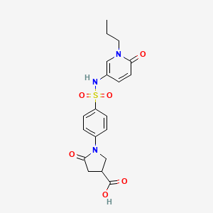 molecular formula C19H21N3O6S B7532395 5-Oxo-1-[4-[(6-oxo-1-propylpyridin-3-yl)sulfamoyl]phenyl]pyrrolidine-3-carboxylic acid 