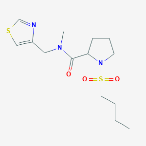 molecular formula C14H23N3O3S2 B7532440 1-butylsulfonyl-N-methyl-N-(1,3-thiazol-4-ylmethyl)pyrrolidine-2-carboxamide 