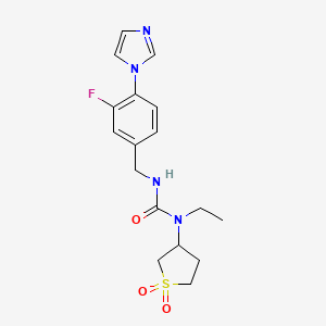 molecular formula C17H21FN4O3S B7532499 1-(1,1-Dioxothiolan-3-yl)-1-ethyl-3-[(3-fluoro-4-imidazol-1-ylphenyl)methyl]urea 