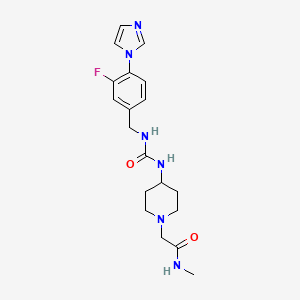 molecular formula C19H25FN6O2 B7532500 2-[4-[(3-fluoro-4-imidazol-1-ylphenyl)methylcarbamoylamino]piperidin-1-yl]-N-methylacetamide 