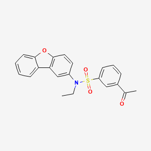 molecular formula C22H19NO4S B7532521 3-acetyl-N-dibenzofuran-2-yl-N-ethylbenzenesulfonamide 