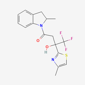 4,4,4-Trifluoro-3-hydroxy-1-(2-methyl-2,3-dihydroindol-1-yl)-3-(4-methyl-1,3-thiazol-2-yl)butan-1-one