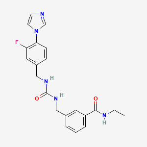 molecular formula C21H22FN5O2 B7532532 N-ethyl-3-[[(3-fluoro-4-imidazol-1-ylphenyl)methylcarbamoylamino]methyl]benzamide 