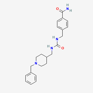 molecular formula C22H28N4O2 B7532555 4-[[(1-Benzylpiperidin-4-yl)methylcarbamoylamino]methyl]benzamide 