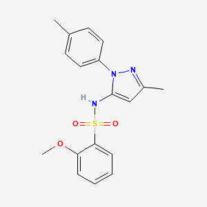 molecular formula C18H19N3O3S B7532615 2-methoxy-N-[5-methyl-2-(4-methylphenyl)pyrazol-3-yl]benzenesulfonamide 