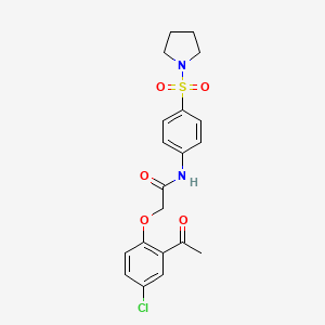 molecular formula C20H21ClN2O5S B7532625 2-(2-acetyl-4-chlorophenoxy)-N-(4-pyrrolidin-1-ylsulfonylphenyl)acetamide 