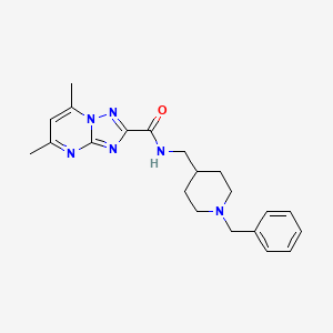molecular formula C21H26N6O B7532724 N-[(1-benzylpiperidin-4-yl)methyl]-5,7-dimethyl-[1,2,4]triazolo[1,5-a]pyrimidine-2-carboxamide 