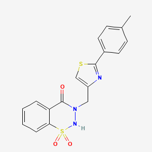 molecular formula C18H15N3O3S2 B7532747 3-[[2-(4-methylphenyl)-1,3-thiazol-4-yl]methyl]-1,1-dioxo-2H-1lambda6,2,3-benzothiadiazin-4-one 