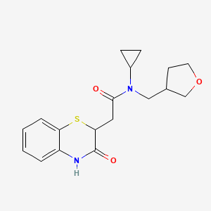 molecular formula C18H22N2O3S B7532762 N-cyclopropyl-2-(3-oxo-4H-1,4-benzothiazin-2-yl)-N-(oxolan-3-ylmethyl)acetamide 