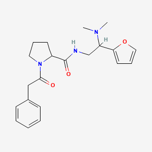 molecular formula C21H27N3O3 B7532774 N-[2-(dimethylamino)-2-(furan-2-yl)ethyl]-1-(2-phenylacetyl)pyrrolidine-2-carboxamide 