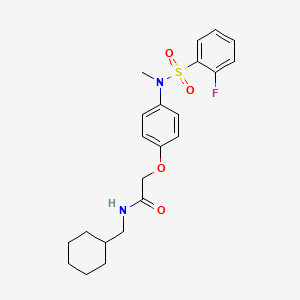 molecular formula C22H27FN2O4S B7532782 N-(cyclohexylmethyl)-2-[4-[(2-fluorophenyl)sulfonyl-methylamino]phenoxy]acetamide 