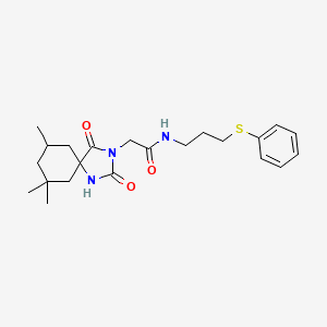 molecular formula C22H31N3O3S B7532811 N-(3-phenylsulfanylpropyl)-2-(7,7,9-trimethyl-2,4-dioxo-1,3-diazaspiro[4.5]decan-3-yl)acetamide 