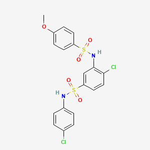 molecular formula C19H16Cl2N2O5S2 B7532813 4-chloro-N-(4-chlorophenyl)-3-[(4-methoxyphenyl)sulfonylamino]benzenesulfonamide 