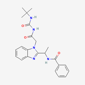molecular formula C23H27N5O3 B7532824 N-[1-[1-[2-(tert-butylcarbamoylamino)-2-oxoethyl]benzimidazol-2-yl]ethyl]benzamide 