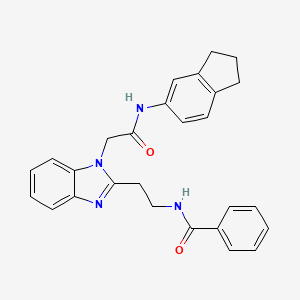 molecular formula C27H26N4O2 B7532836 N-[2-[1-[2-(2,3-dihydro-1H-inden-5-ylamino)-2-oxoethyl]benzimidazol-2-yl]ethyl]benzamide 