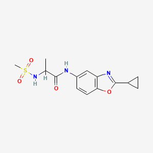 molecular formula C14H17N3O4S B7532866 N-(2-cyclopropyl-1,3-benzoxazol-5-yl)-2-(methanesulfonamido)propanamide 