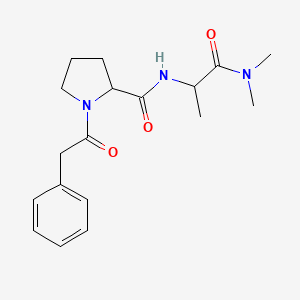 molecular formula C18H25N3O3 B7532871 N-[1-(dimethylamino)-1-oxopropan-2-yl]-1-(2-phenylacetyl)pyrrolidine-2-carboxamide 