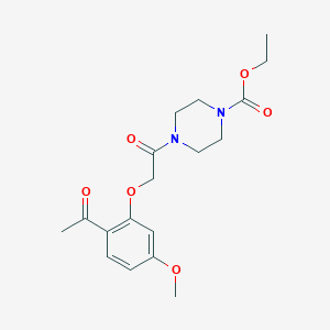 molecular formula C18H24N2O6 B7532889 Ethyl 4-[2-(2-acetyl-5-methoxyphenoxy)acetyl]piperazine-1-carboxylate 