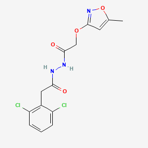 2-(2,6-dichlorophenyl)-N'-[2-[(5-methyl-1,2-oxazol-3-yl)oxy]acetyl]acetohydrazide