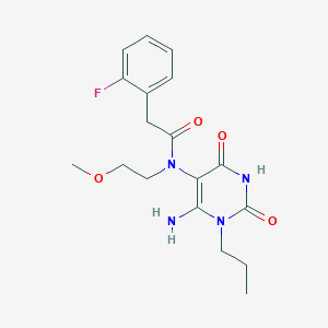 molecular formula C18H23FN4O4 B7532905 N-(6-amino-2,4-dioxo-1-propylpyrimidin-5-yl)-2-(2-fluorophenyl)-N-(2-methoxyethyl)acetamide 