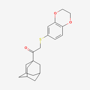 molecular formula C20H24O3S B7533005 1-(1-Adamantyl)-2-(2,3-dihydro-1,4-benzodioxin-6-ylsulfanyl)ethanone 