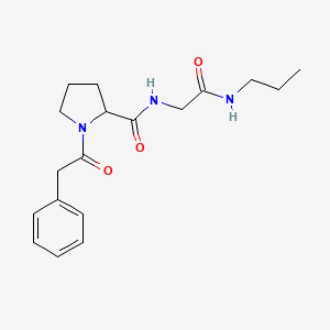 molecular formula C18H25N3O3 B7533023 N-[2-oxo-2-(propylamino)ethyl]-1-(2-phenylacetyl)pyrrolidine-2-carboxamide 