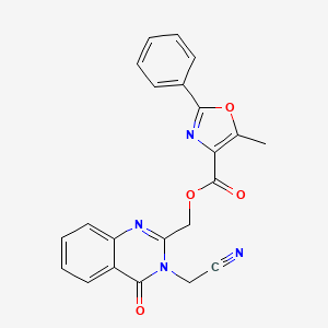 molecular formula C22H16N4O4 B7533054 [3-(Cyanomethyl)-4-oxoquinazolin-2-yl]methyl 5-methyl-2-phenyl-1,3-oxazole-4-carboxylate 