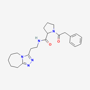 molecular formula C22H29N5O2 B7533060 1-(2-phenylacetyl)-N-[2-(6,7,8,9-tetrahydro-5H-[1,2,4]triazolo[4,3-a]azepin-3-yl)ethyl]pyrrolidine-2-carboxamide 