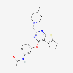 N-[3-[[10-[(4-methylpiperidin-1-yl)methyl]-7-thia-9,11-diazatricyclo[6.4.0.02,6]dodeca-1(12),2(6),8,10-tetraen-12-yl]oxy]phenyl]acetamide